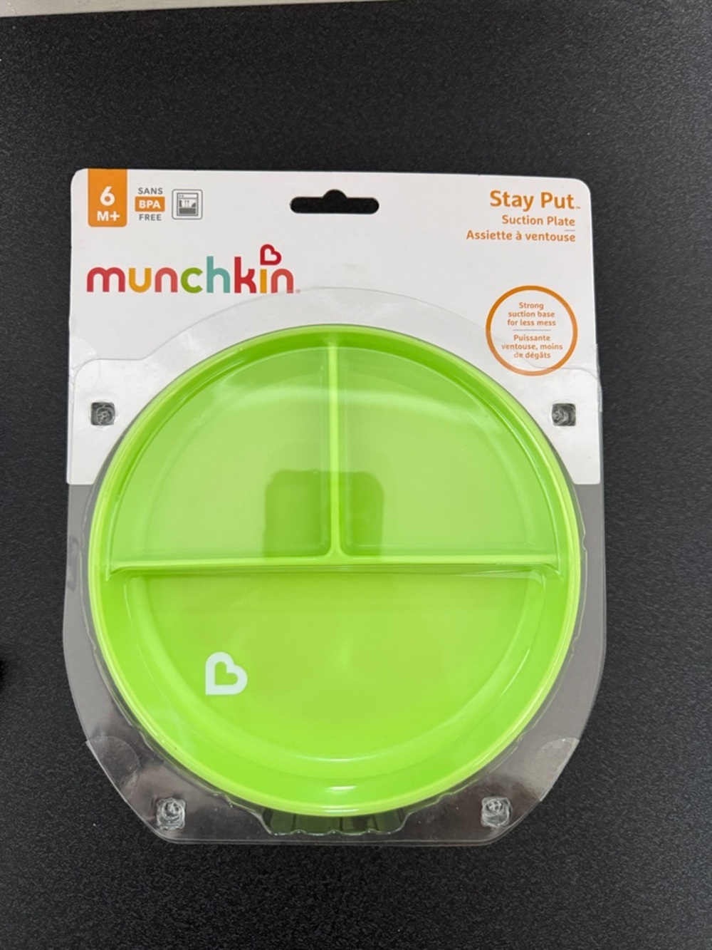 Munchkin Green Divided Stay Put Suction Plate